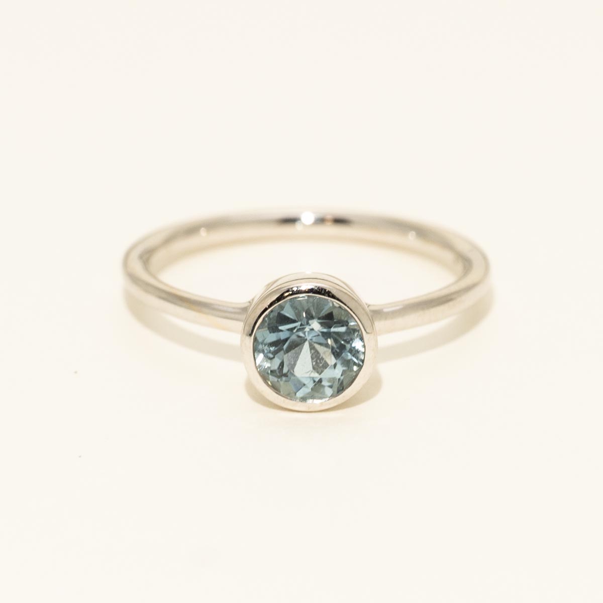 Aquamarine Bezel Set Ring in 14kt White Gold
