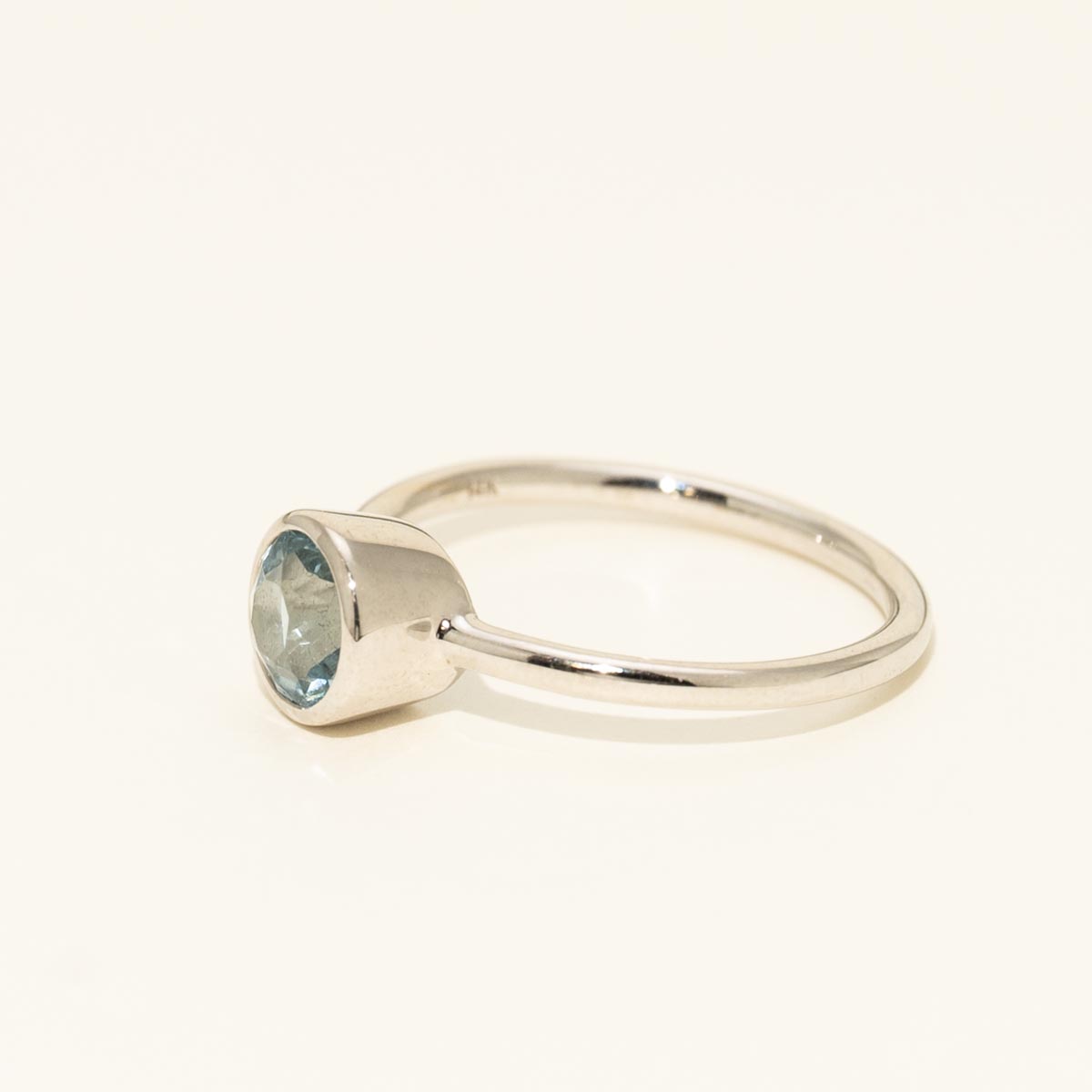 Aquamarine Bezel Set Ring in 14kt White Gold