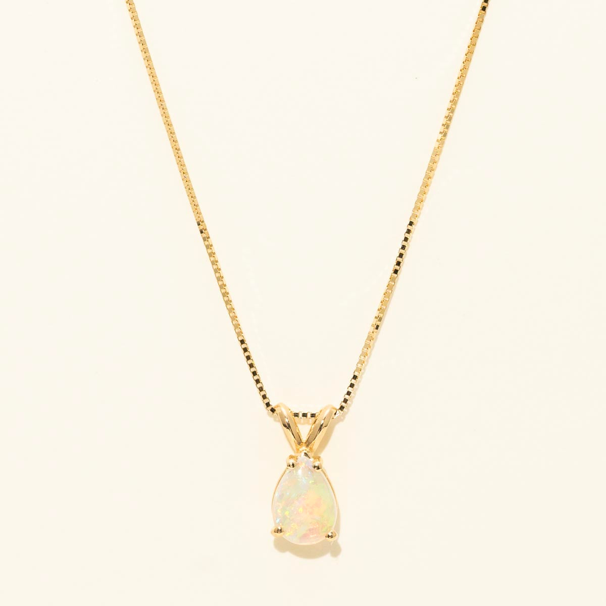 Pear Shape Ethiopian Opal Necklace in 14kt Yellow Gold