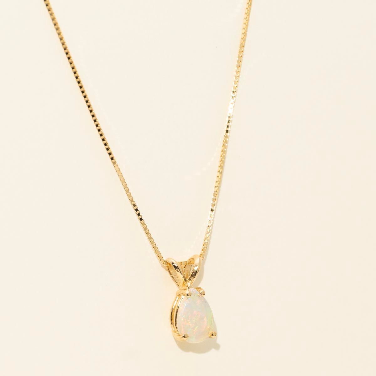 Pear Shape Ethiopian Opal Necklace in 14kt Yellow Gold