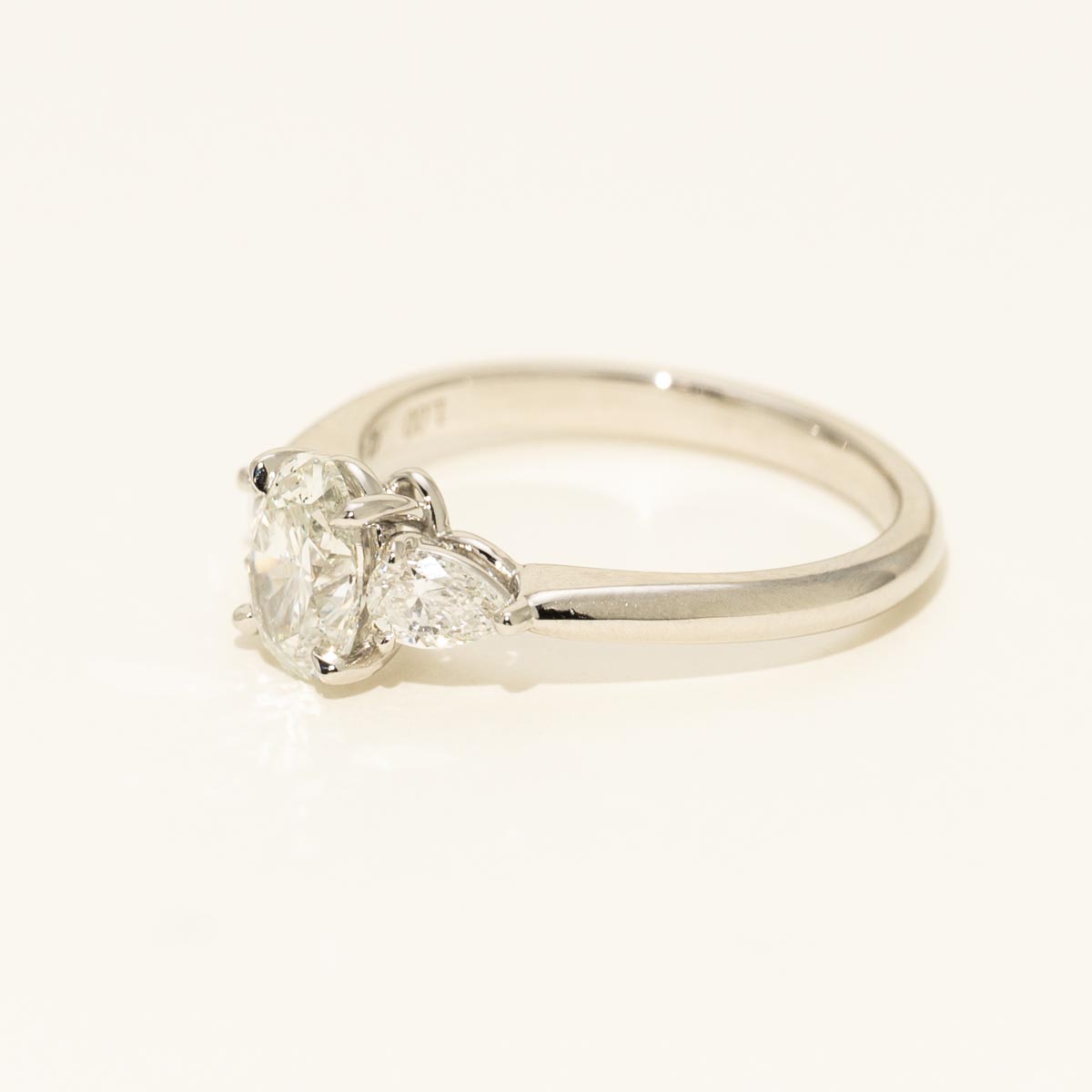 Oval and Pear Diamond Three Stone Ring in Platinum (1 3/8ct tw)