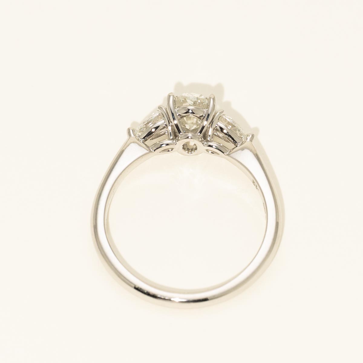 Oval and Pear Diamond Three Stone Ring in Platinum (1 3/8ct tw)