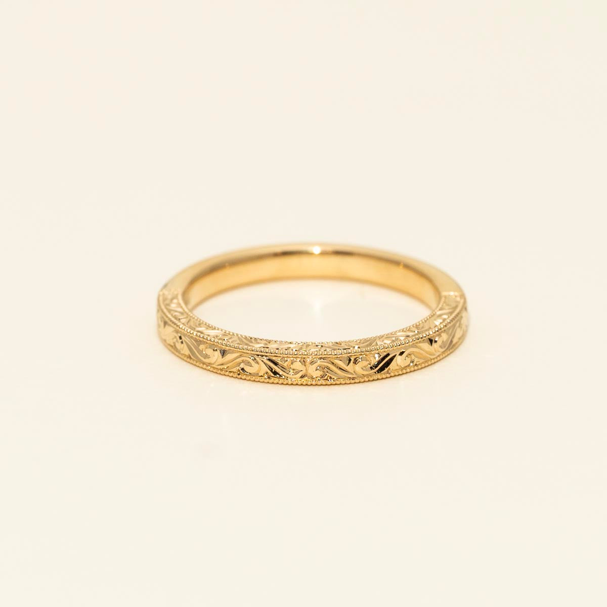 Hand Engraved Wedding Band in 14kt Yellow Gold