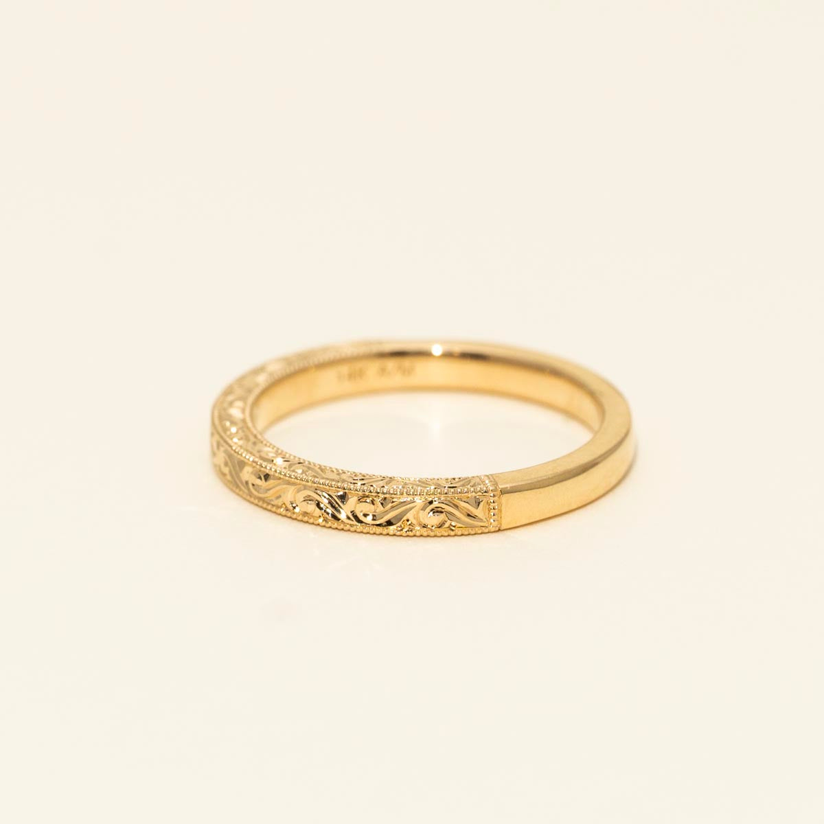 Hand Engraved Wedding Band in 14kt Yellow Gold