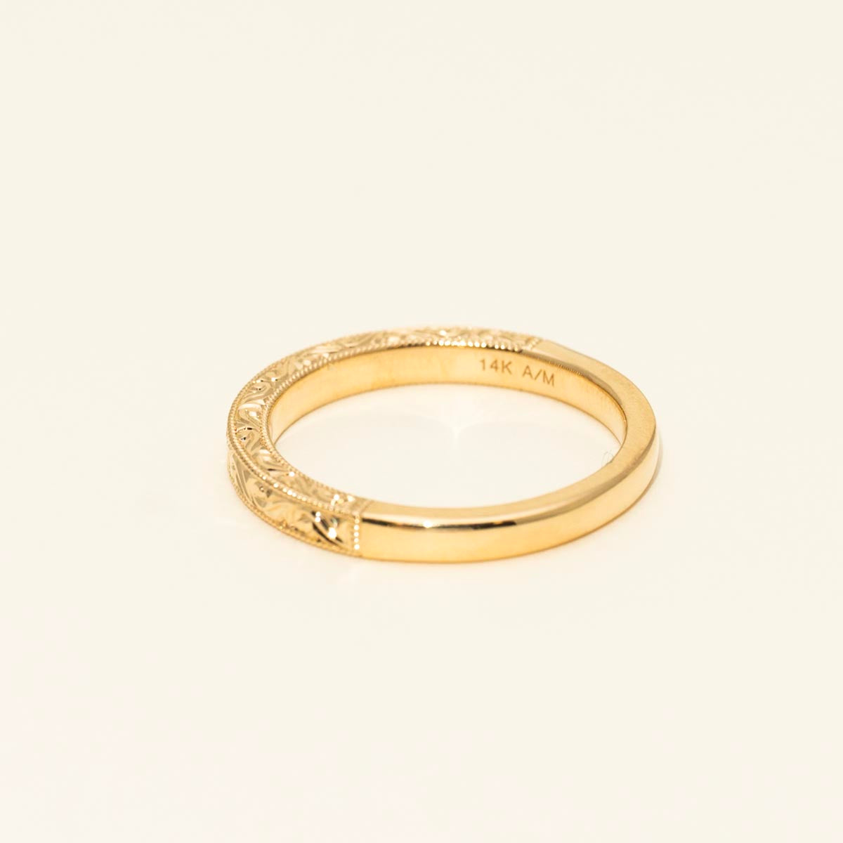 Hand Engraved Wedding Band in 14kt Yellow Gold