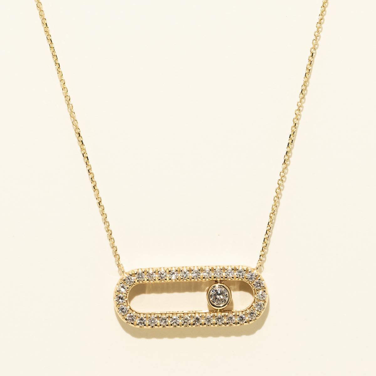 Diamond Fashion Necklace with Moving Diamond in 14kt Yellow Gold (1/4ct tw)