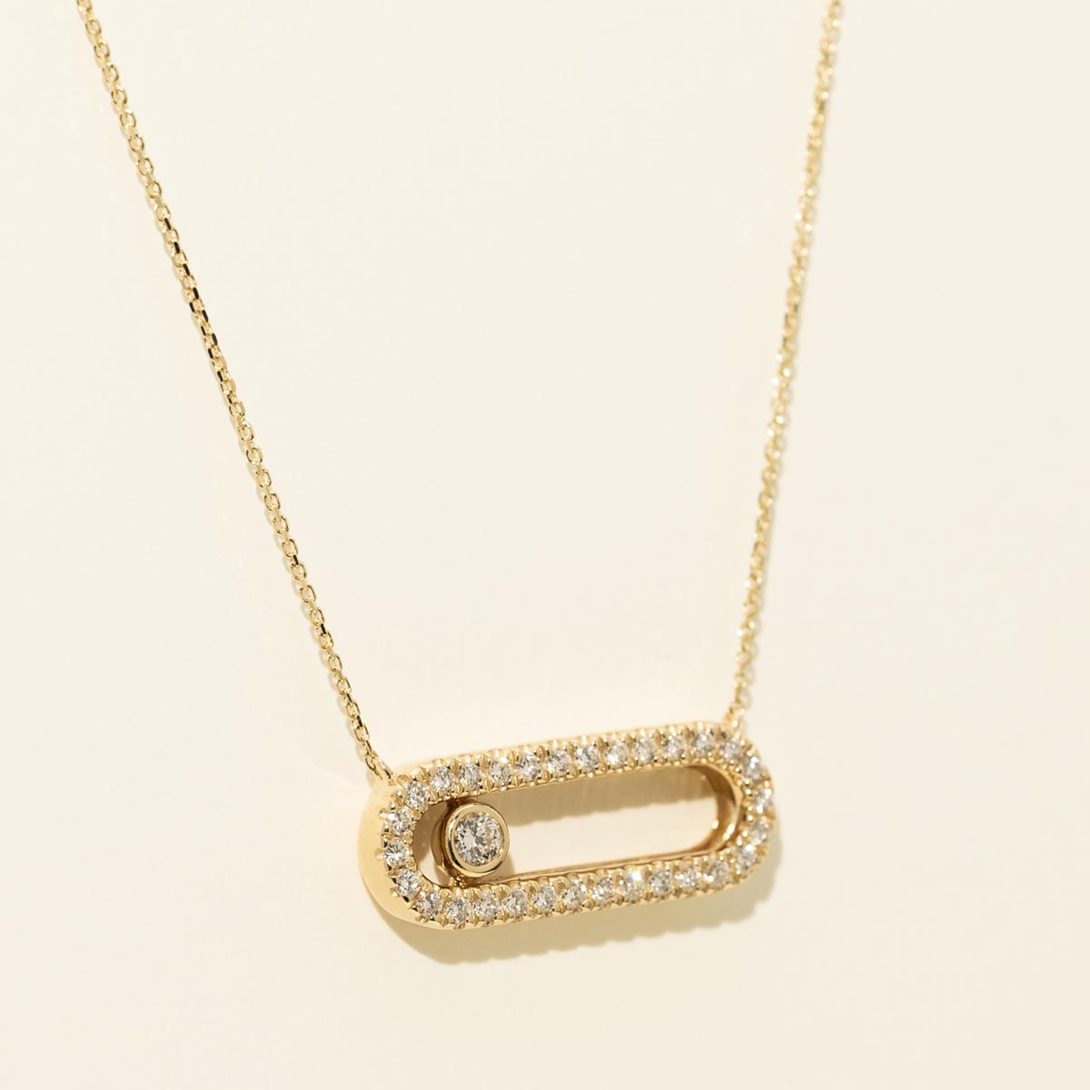 Diamond Fashion Necklace with Moving Diamond in 14kt Yellow Gold (1/4ct tw)