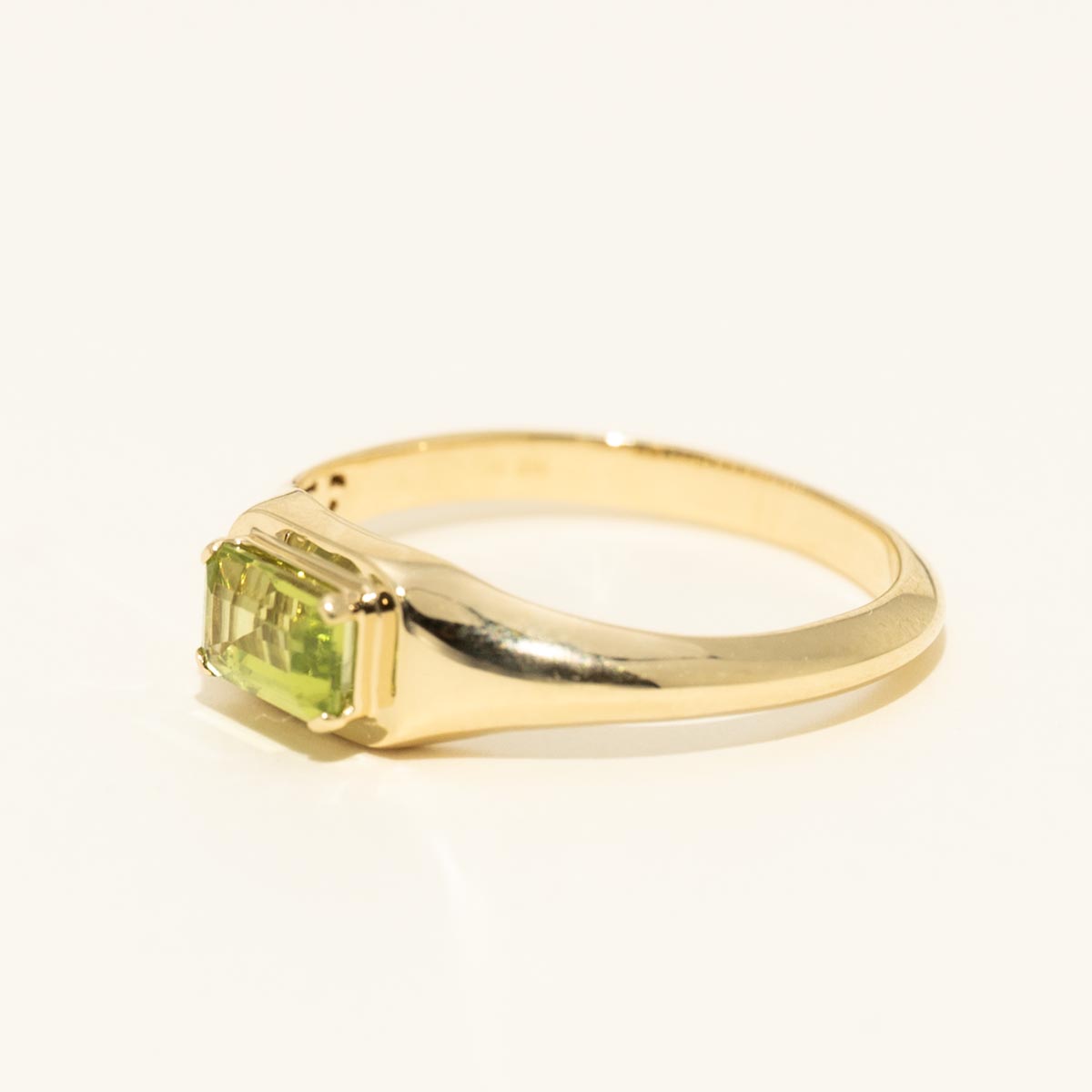 Emerald Cut Peridot Ring in 10kt Yellow Gold