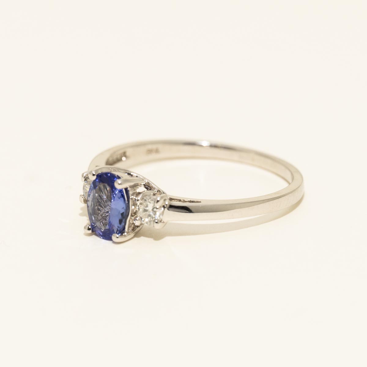 Oval Tanzanite Ring in 14kt White Gold with Diamonds