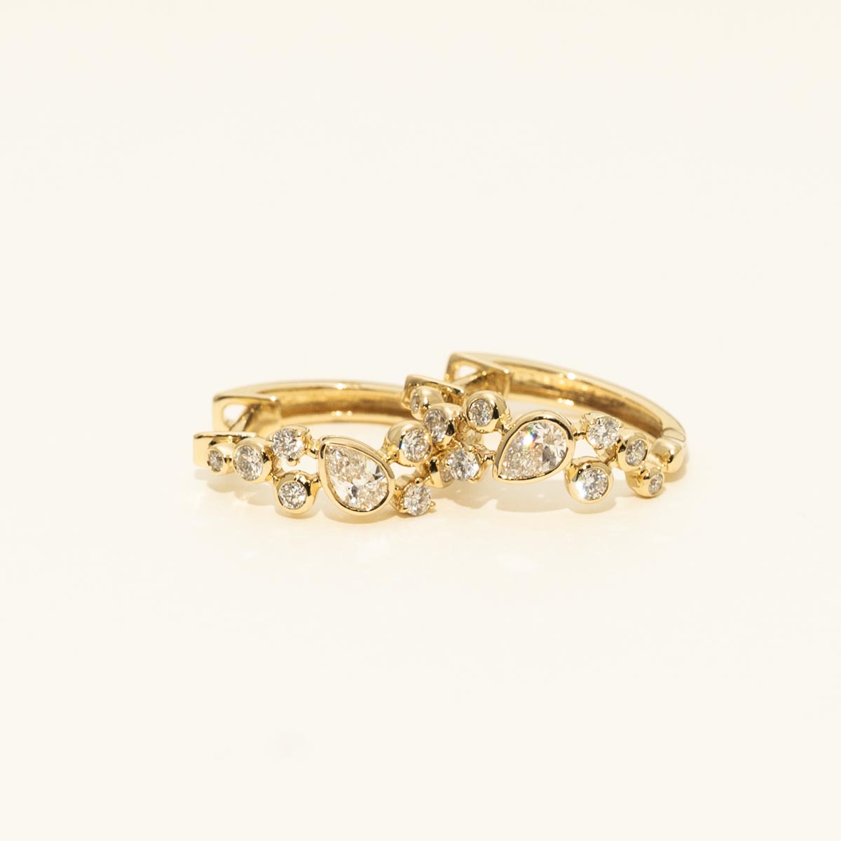 Multi Shape Diamond Hoop Earrings in 14kt Yellow Gold (5/8ct tw)