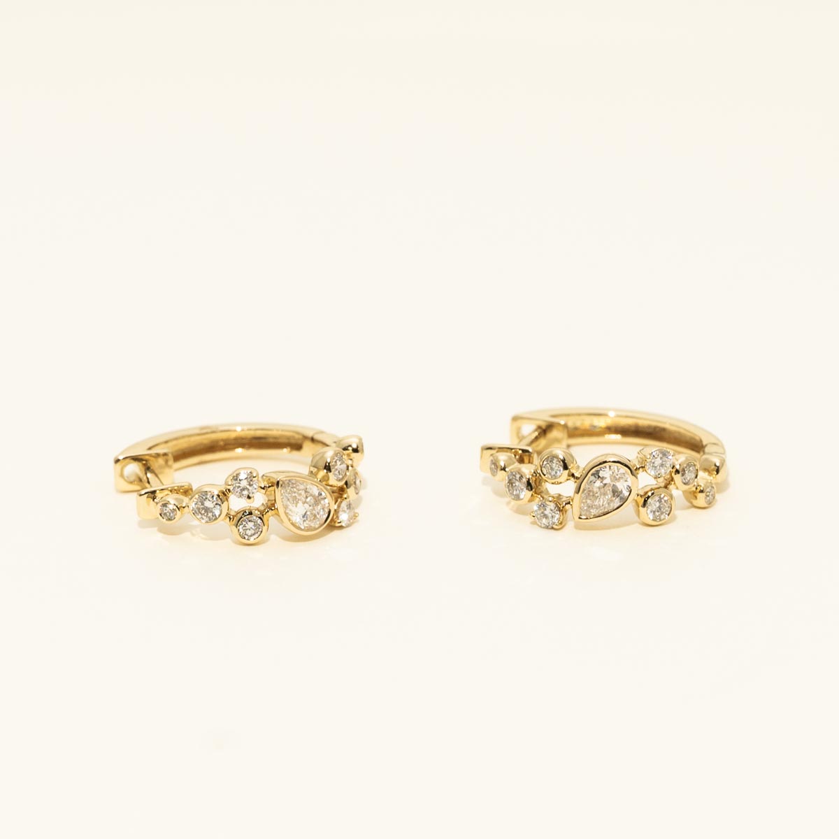 Multi Shape Diamond Hoop Earrings in 14kt Yellow Gold (5/8ct tw)
