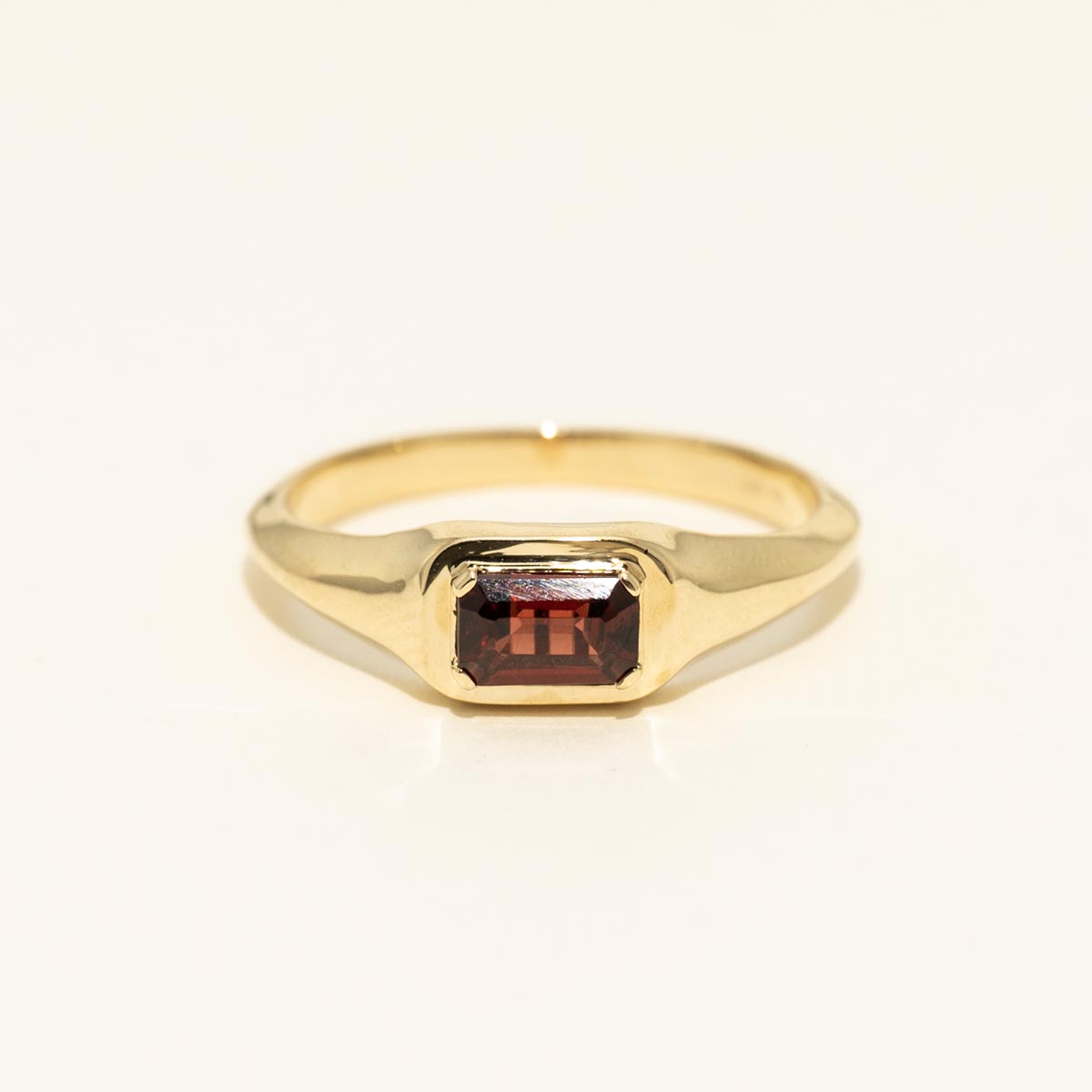 Emerald Cut Garnet Ring in 10kt Yellow Gold