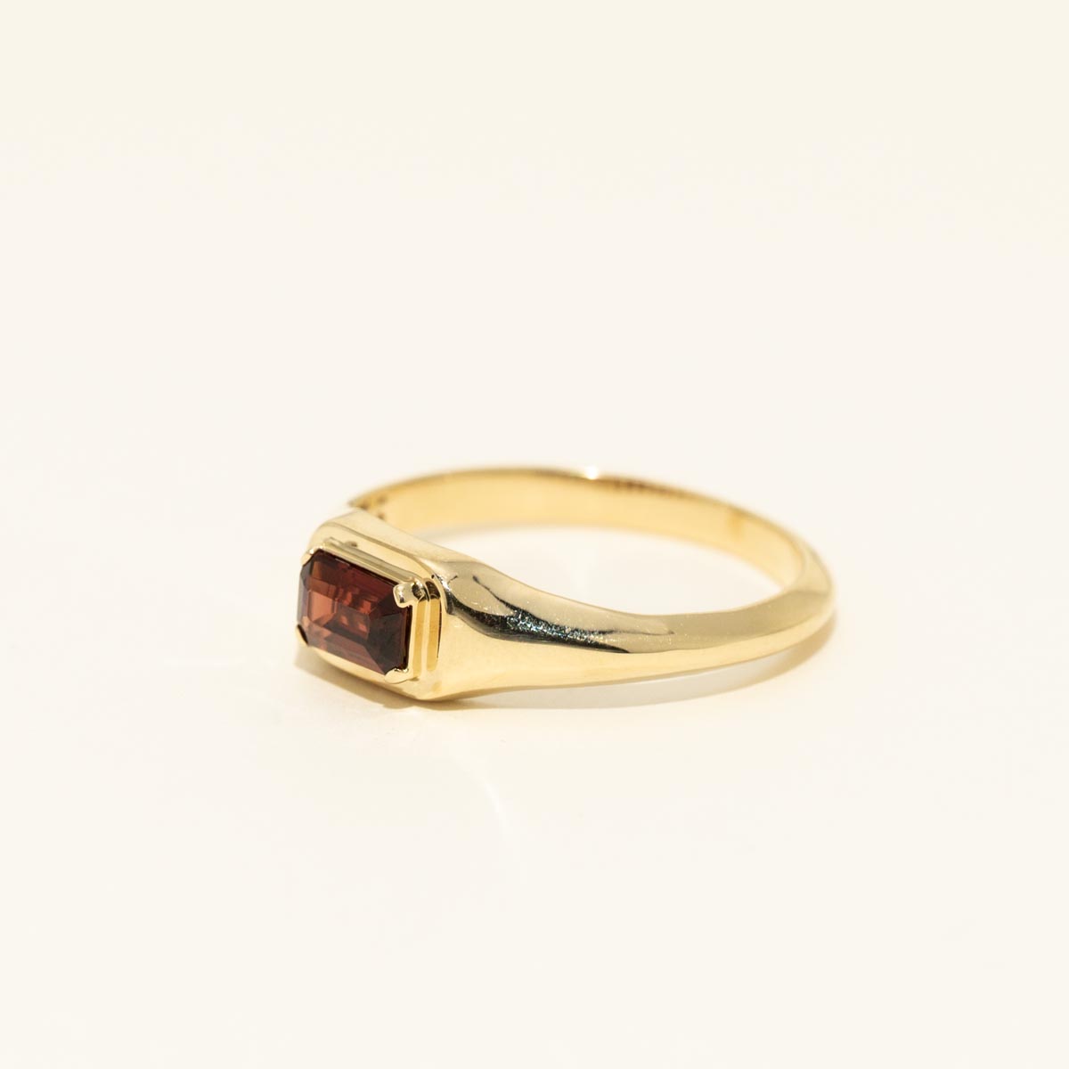 Emerald Cut Garnet Ring in 10kt Yellow Gold