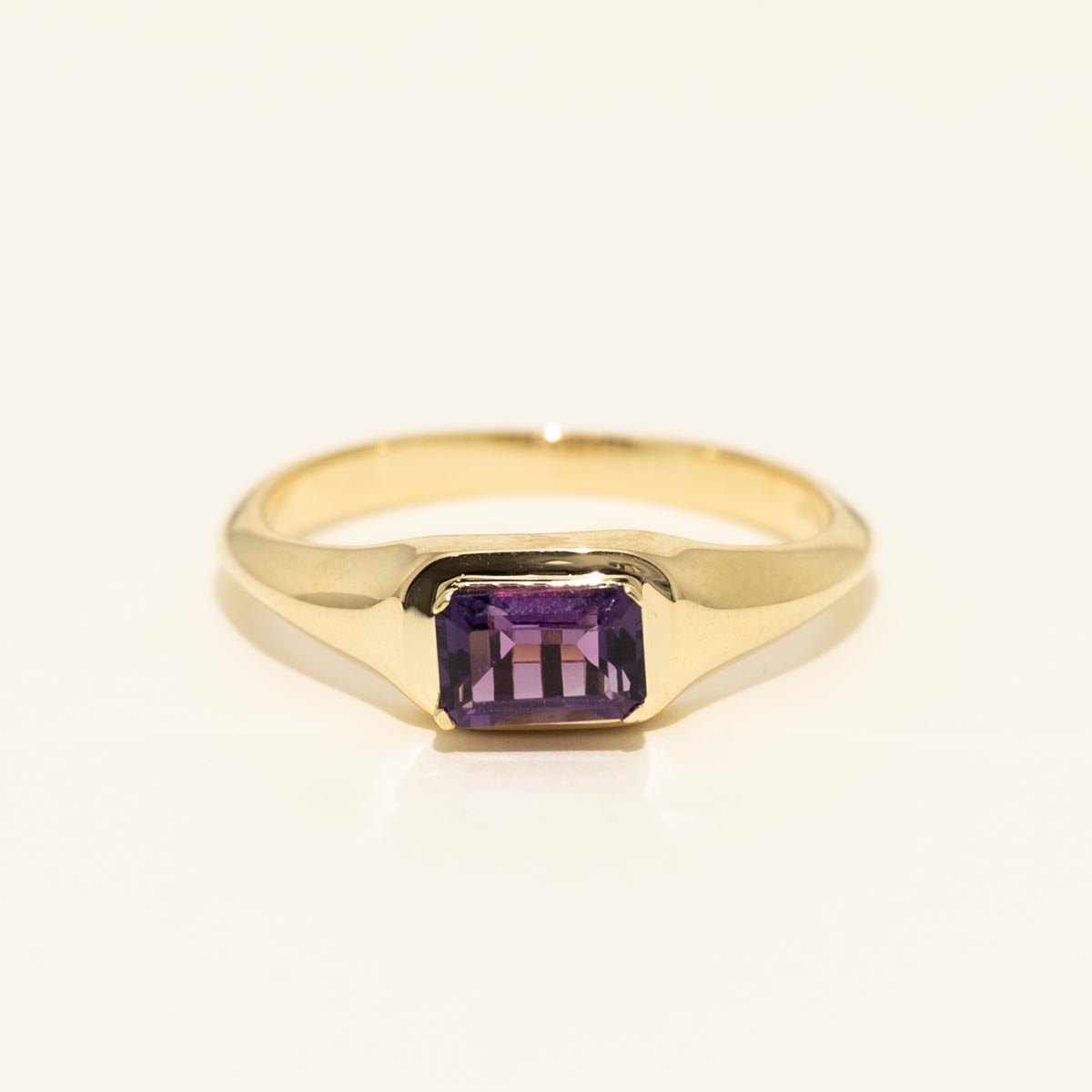 Emerald Cut Amethyst Ring in 10kt Yellow Gold