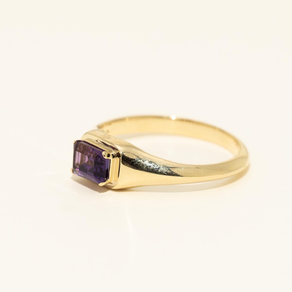 Emerald Cut Amethyst Ring in 10kt Yellow Gold