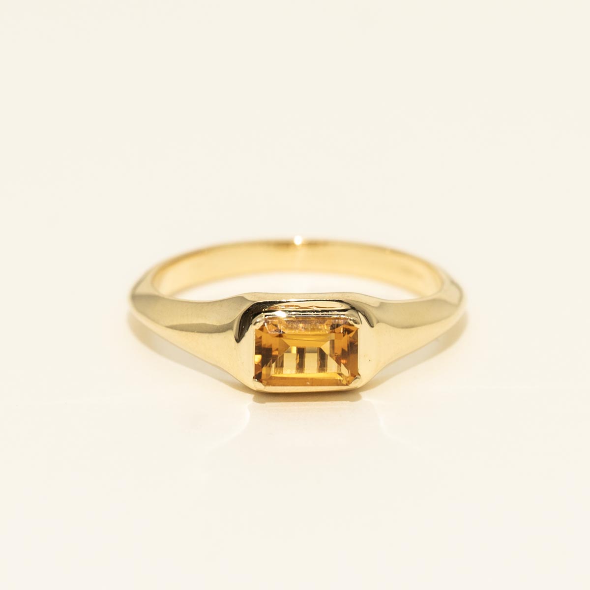 Emerald Cut Citrine Ring in 10kt Yellow Gold