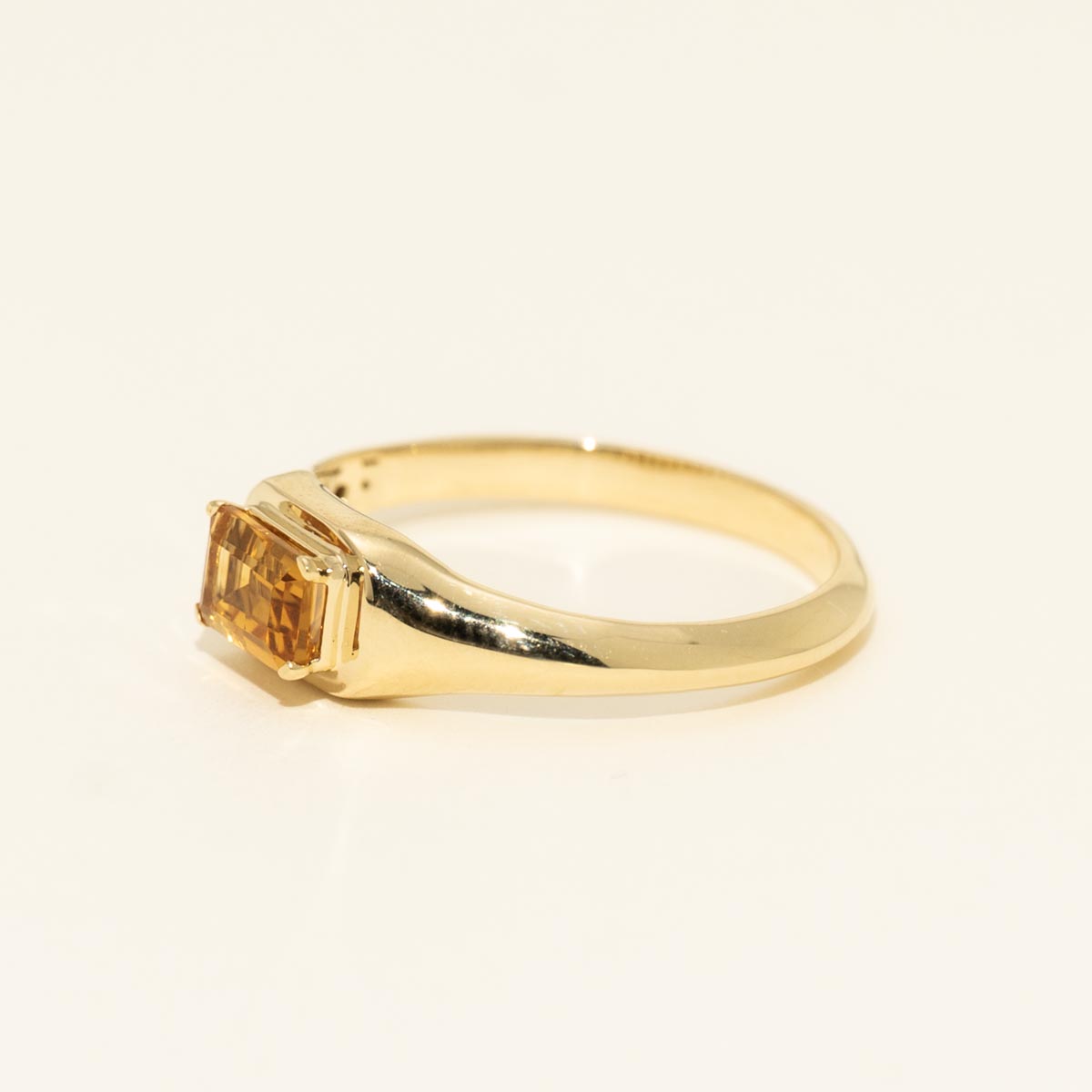 Emerald Cut Citrine Ring in 10kt Yellow Gold