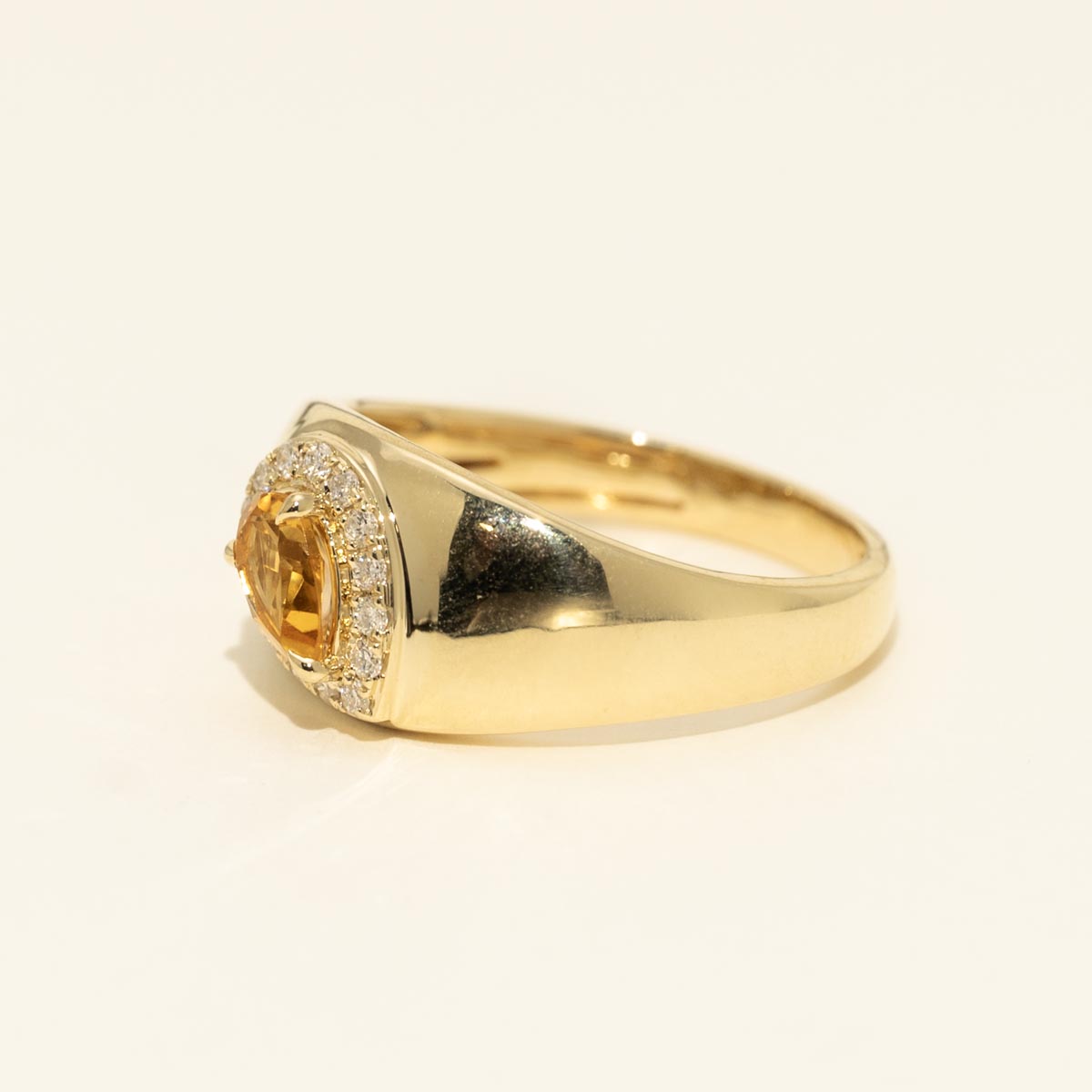Pear Shape Citrine Halo Ring in 10kt Yellow Gold with Diamonds