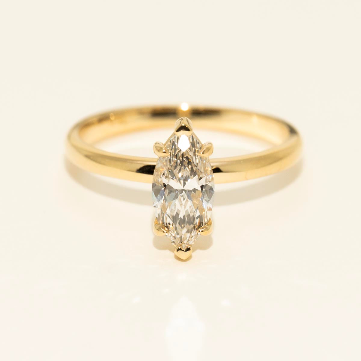Lab Grown Marquise Diamond Solitaire Engagement Ring in 14kt Yellow Gold (1ct)