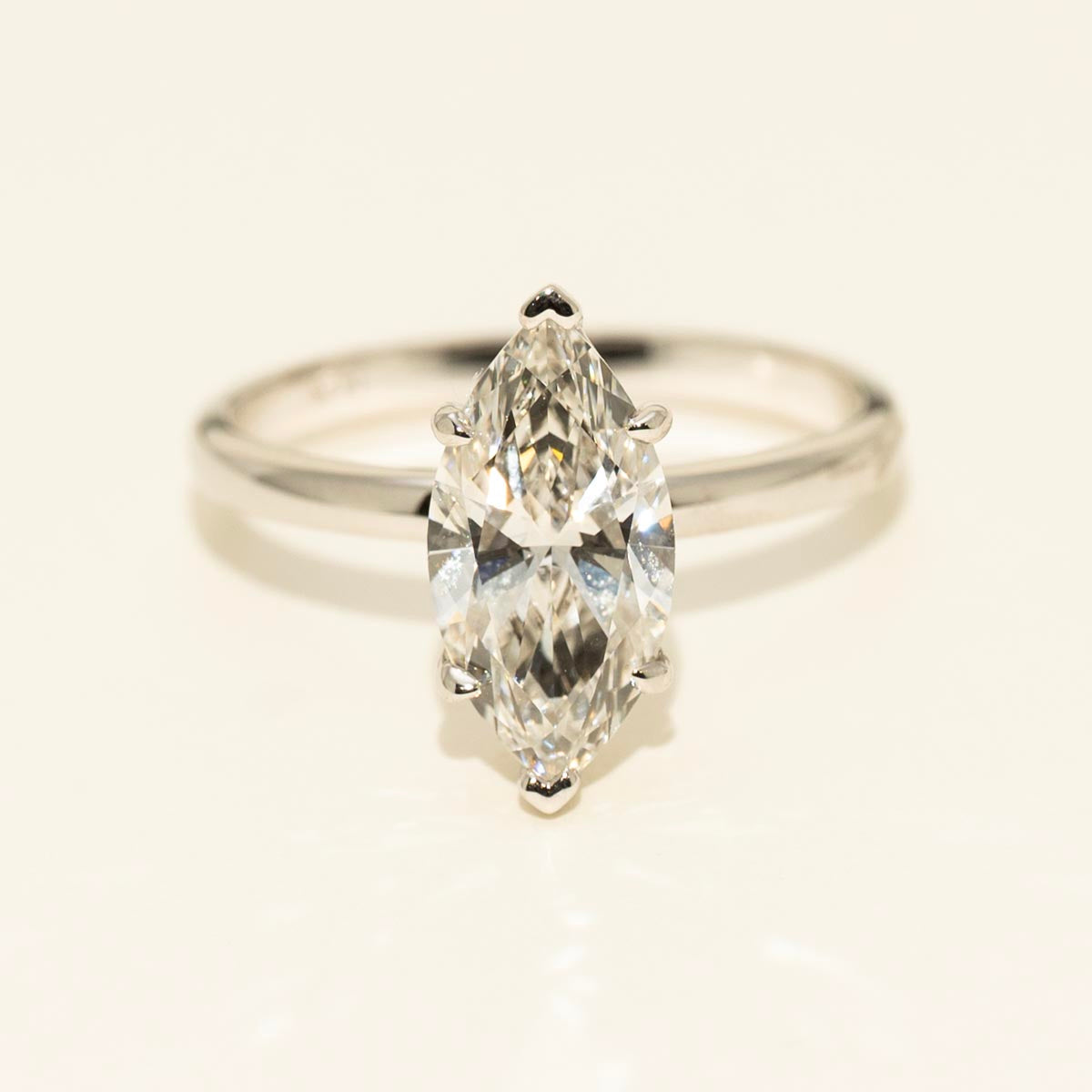 Lab Grown Marquise Diamond Solitaire Engagement Ring in 14kt White Gold (2ct)
