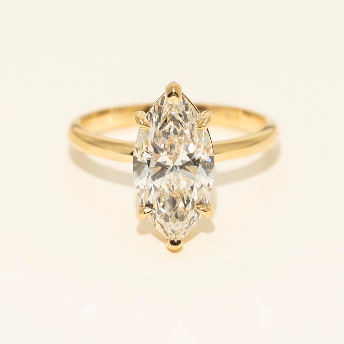 Lab Grown Marquise Diamond Solitaire Engagement Ring in 14kt Yellow Gold (3ct)