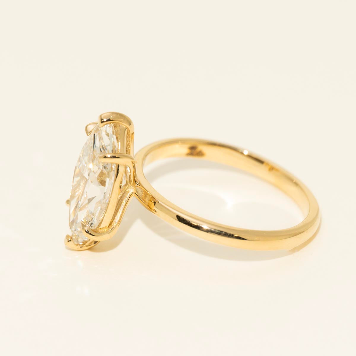 Lab Grown Marquise Diamond Solitaire Engagement Ring in 14kt Yellow Gold (3ct)