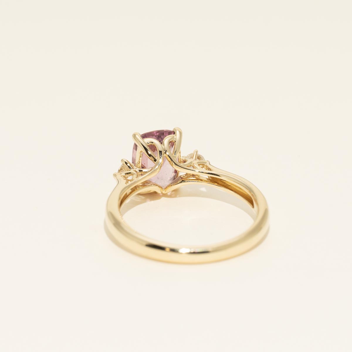 Cushion Cut Pink Spinel Ring in 14kt Yellow Gold with Diamonds
