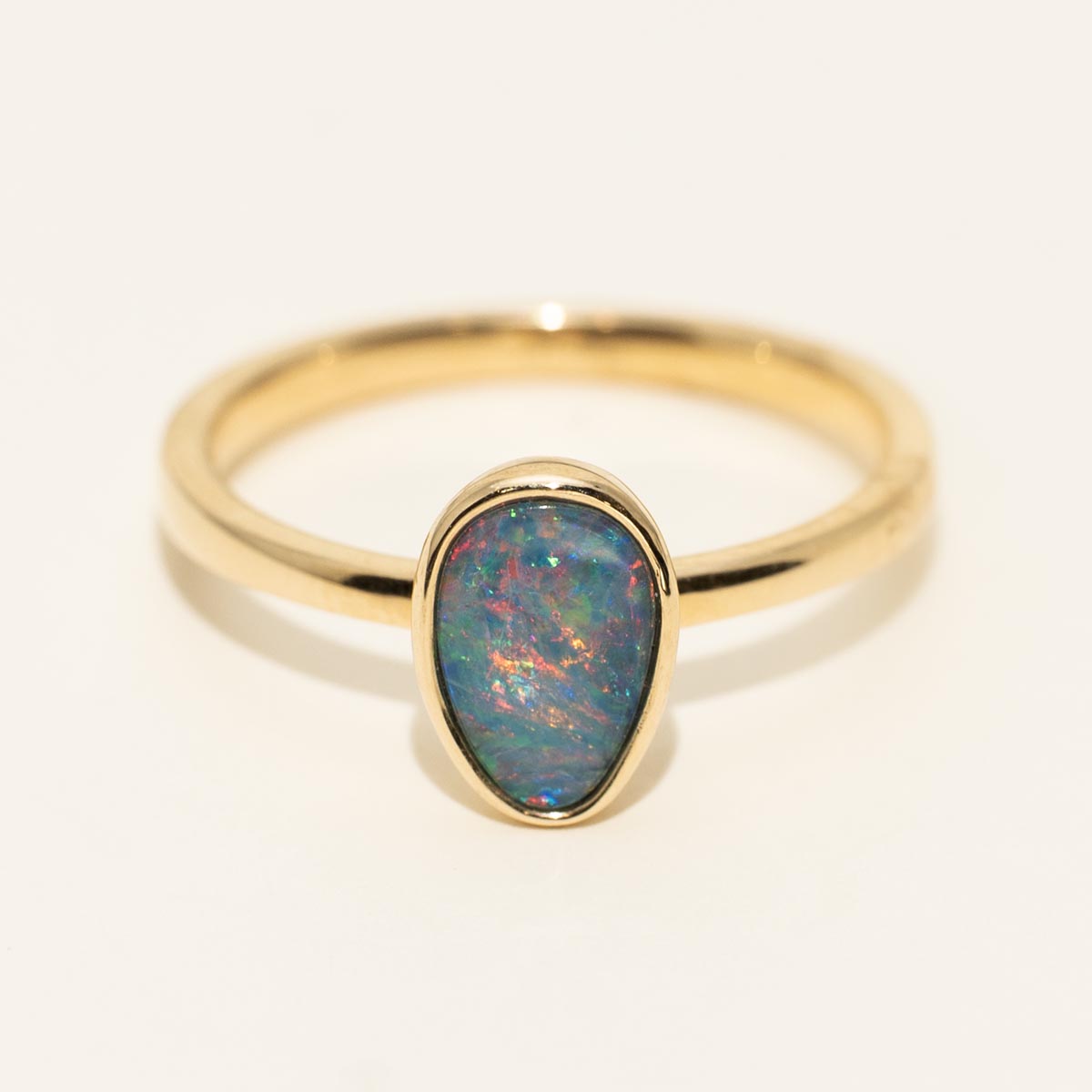 Parlé Australian Opal Doublet Ring in 14kt Yellow Gold