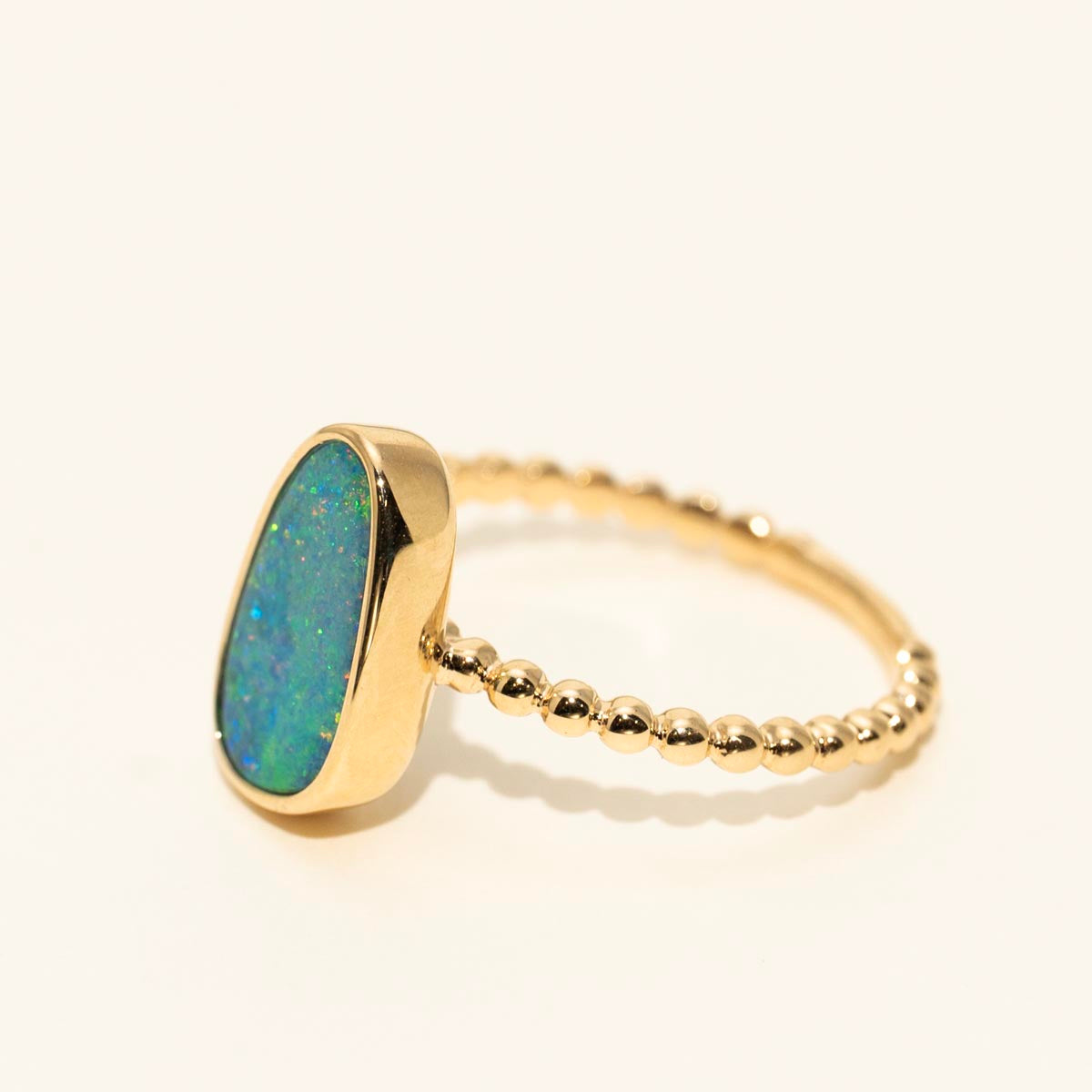 Parlé Australian Opal Doublet Ring in 14kt Yellow Gold