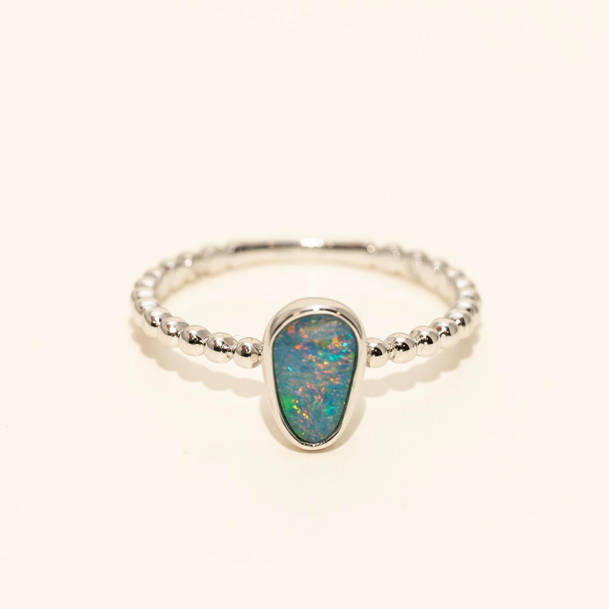 Parlé Australian Opal Doublet Ring in 14kt White Gold