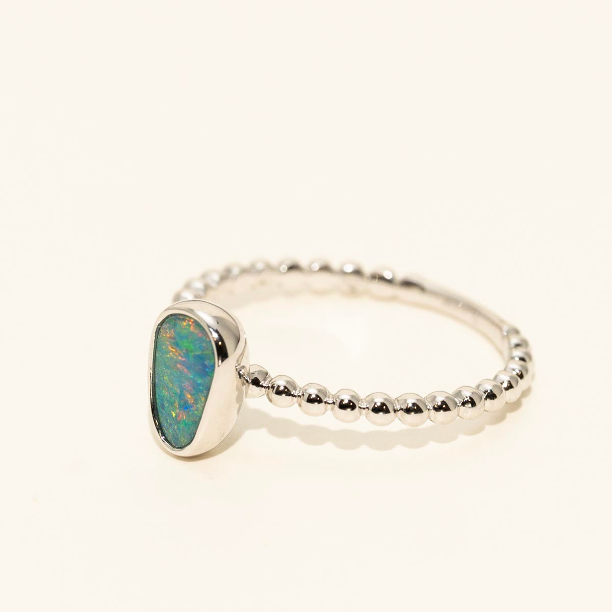 Parlé Australian Opal Doublet Ring in 14kt White Gold