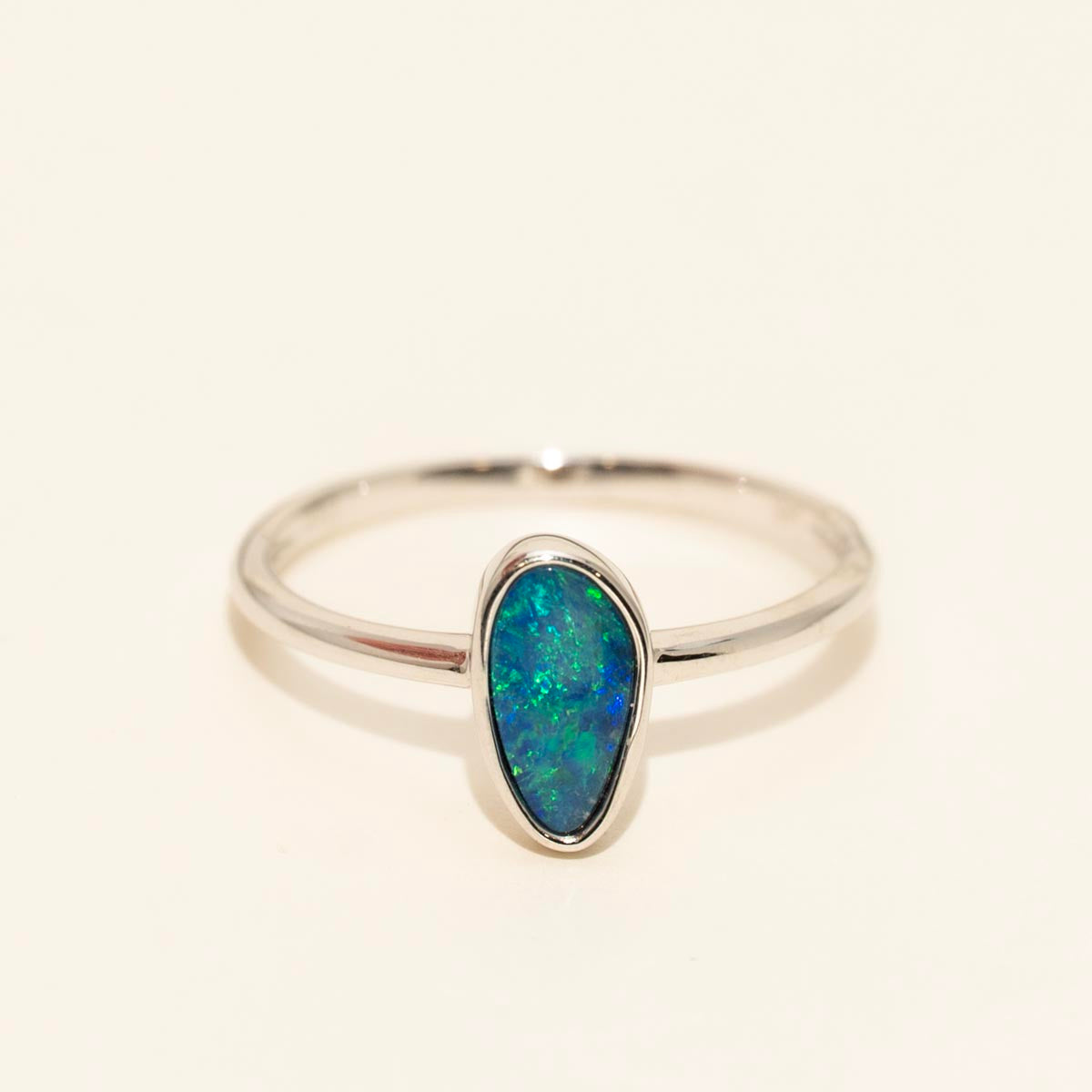 Parlé Australian Opal Doublet Ring in 14kt White Gold
