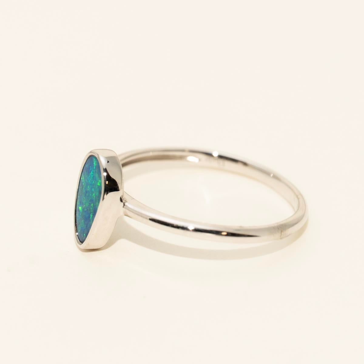 Parlé Australian Opal Doublet Ring in 14kt White Gold