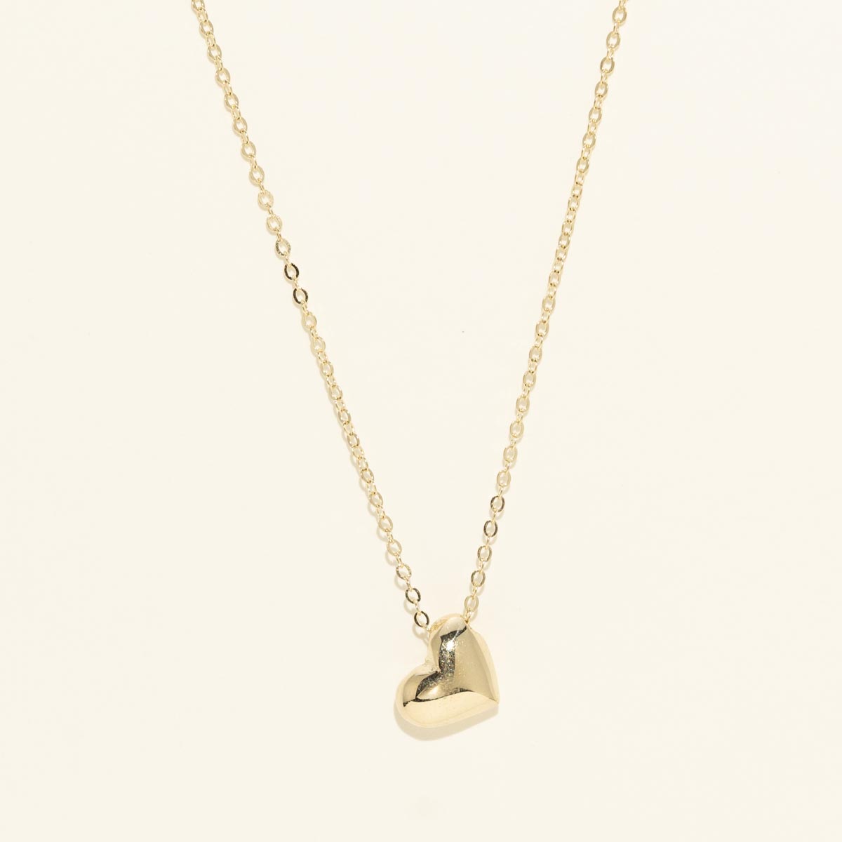 Puffed Heart Necklace in 14kt Yellow Gold