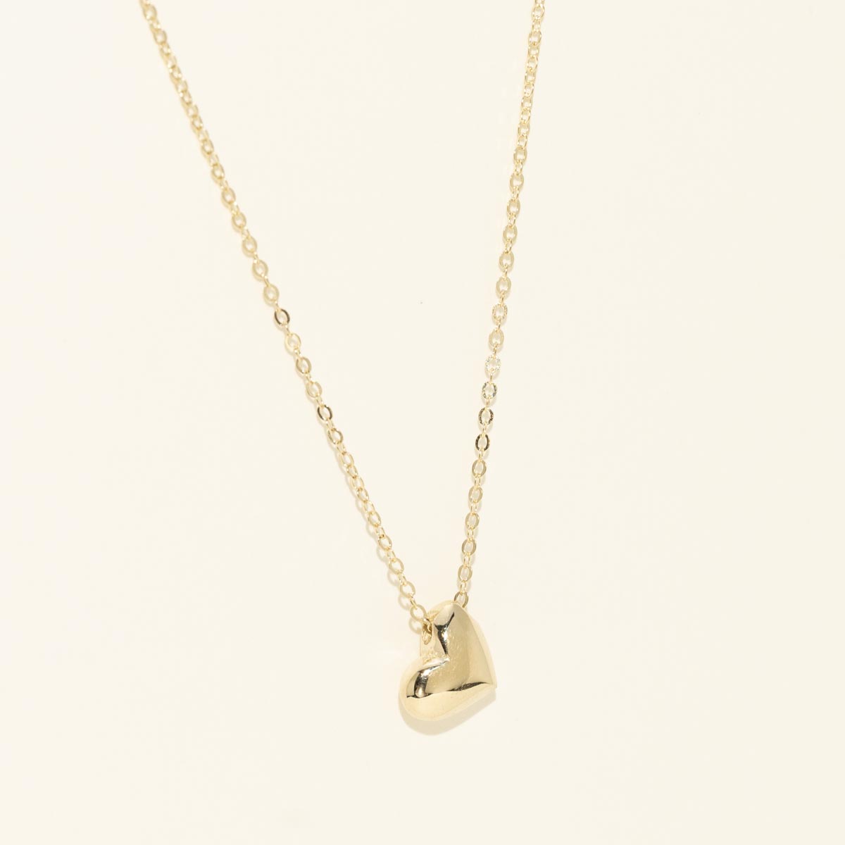 Puffed Heart Necklace in 14kt Yellow Gold