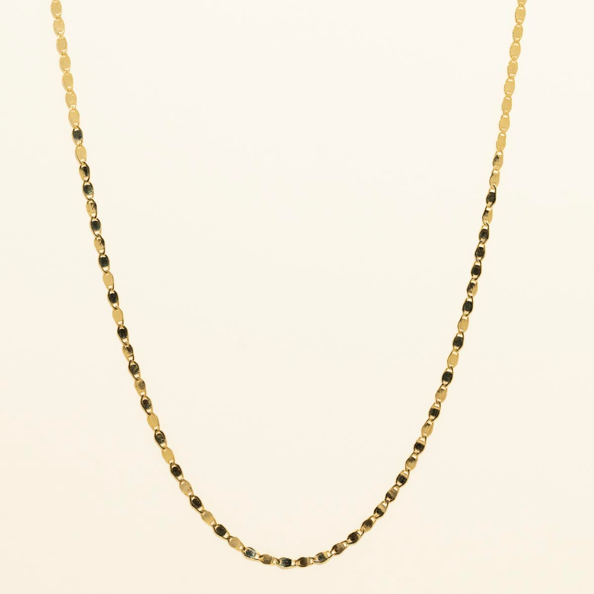 Diamond Cut Mirror Valentino Necklace in 14kt Yellow Gold