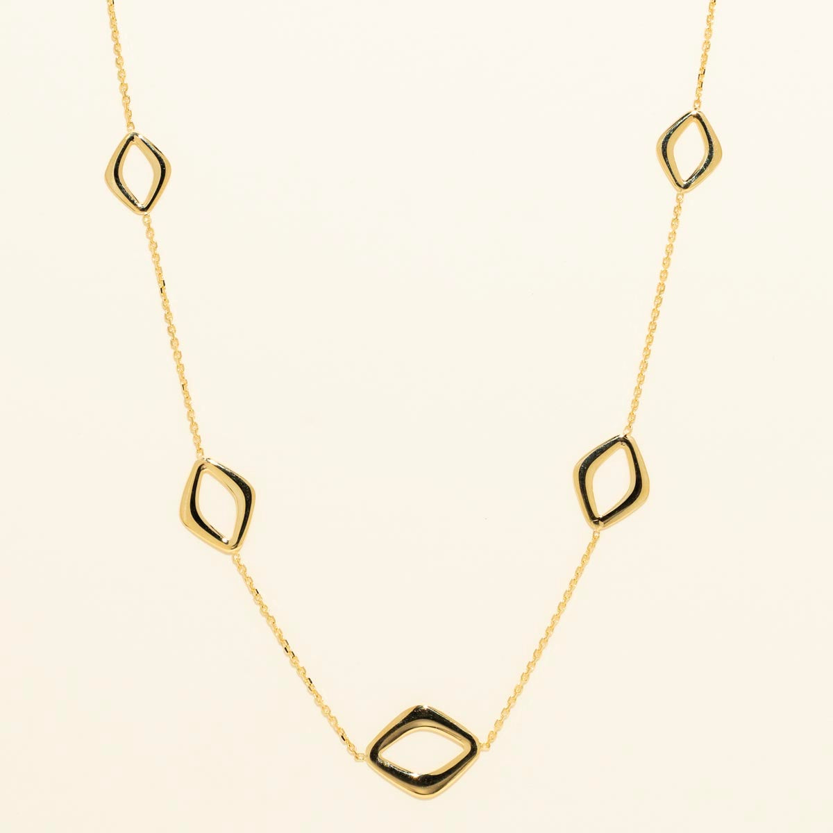 Diamond Shape Station Necklace in 14kt Yellow Gold