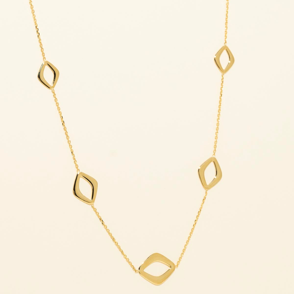 Diamond Shape Station Necklace in 14kt Yellow Gold