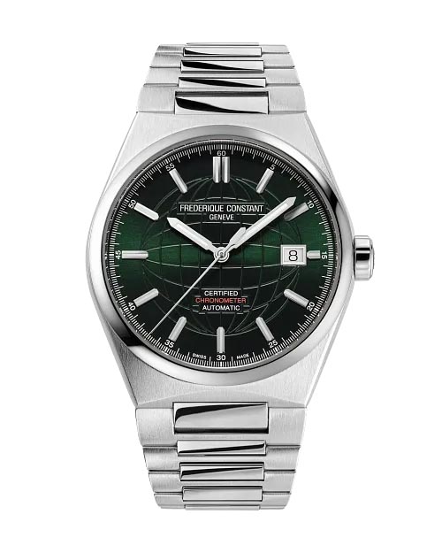 Frederique Constant Highlife Watch with Green Dial and Stainless Steel Bracelet (39mm and automatic movement)