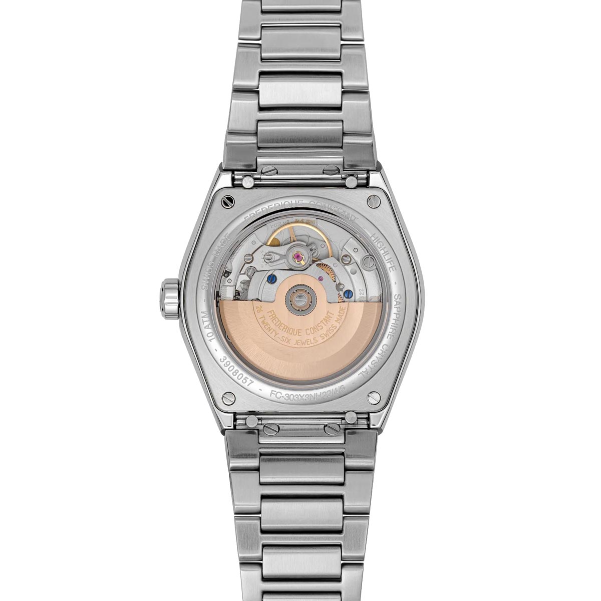 Frederique Constant Highlife Watch with Green Dial and Stainless Steel Bracelet (39mm and automatic movement)