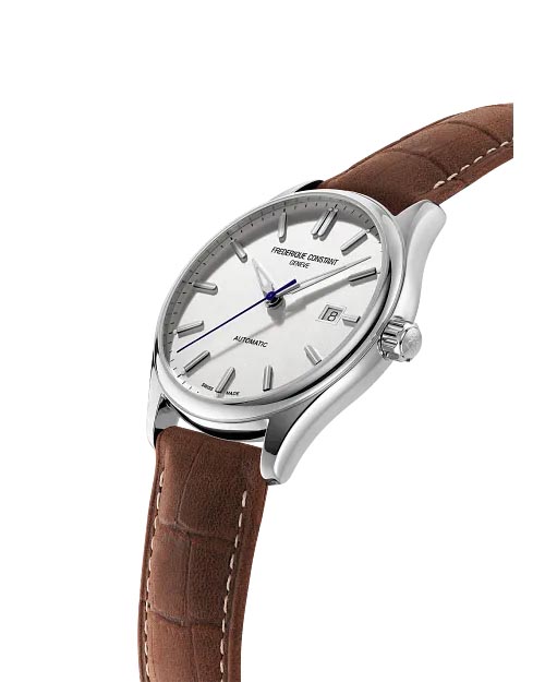 Frederique Constant Classics Index Automatic Watch with White Dial and Brown Leather Strap (40mm and automatic movement)