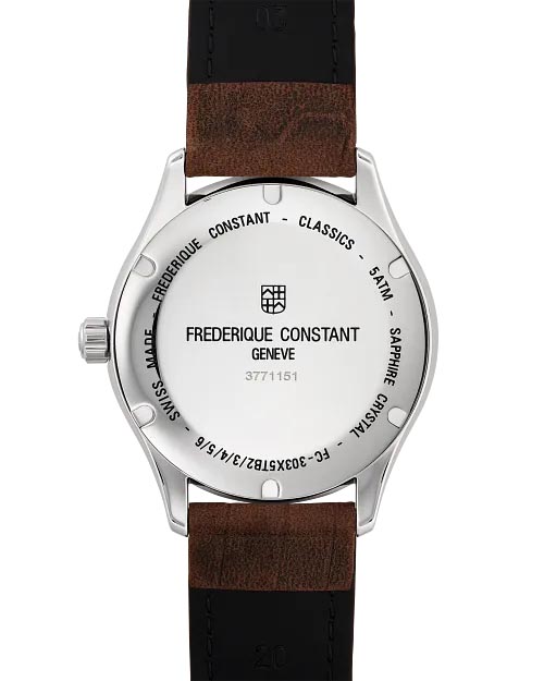 Frederique Constant Classics Index Automatic Watch with White Dial and Brown Leather Strap (40mm and automatic movement)