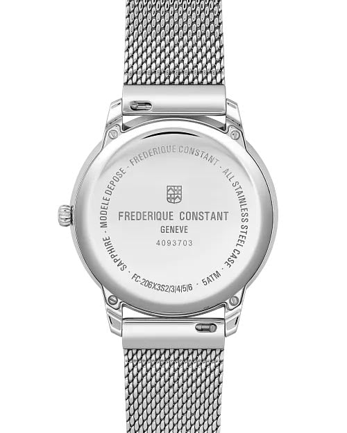 Frederique Constant Classics Moneta Moon Phase Watch with Blue Dial and Stainless Steel Bracelet (37mm and Swiss quartz movement)