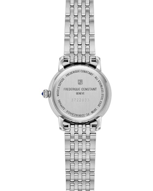 Frederique Constant Classics Slimline Watch with Mother of Pearl Dial and Stainless Steel Bracelet (30mm and Swiss quartz movement)