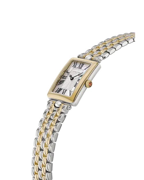 Frederique Constant Classics Art Deco Carrée Watch with Mother of Pearl Dial and Two Tones Stainless Steel Bracelet (28mm and Swiss quartz movement)