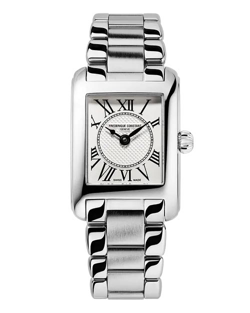 Frederique Constant Classics Carrée Watch with Silver Tone Dial and Stainless Steel Bracelet (21mm and Swiss quartz movement)