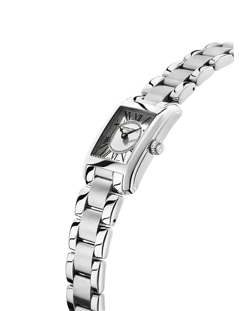 Frederique Constant Classics Carrée Watch with Silver Tone Dial and Stainless Steel Bracelet (21mm and Swiss quartz movement)