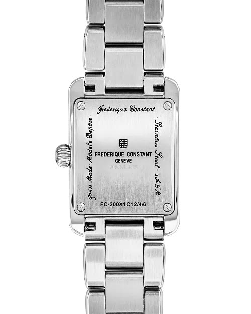 Frederique Constant Classics Carrée Watch with Silver Tone Dial and Stainless Steel Bracelet (21mm and Swiss quartz movement)