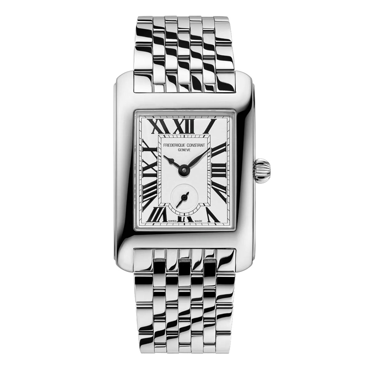 Frederique Constant Classics Carrée Small Seconds Watch with Silver Tone Dial and Stainless Steel Bracelet (36x25mm and Swiss quartz movement)