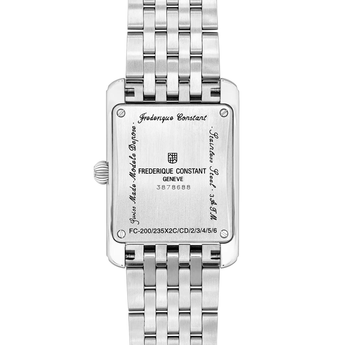 Frederique Constant Classics Carrée Small Seconds Watch with Silver Tone Dial and Stainless Steel Bracelet (36x25mm and Swiss quartz movement)